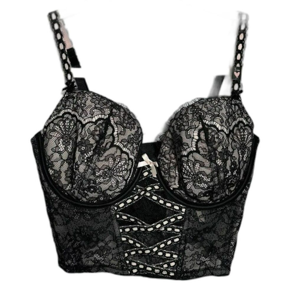 Victoria's Secret Dream Angels Lined Demi Black Corset Bra size s DD Bustier NWT